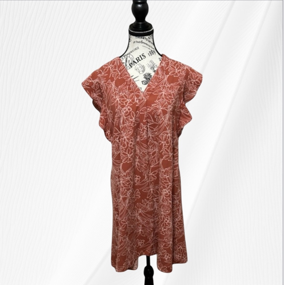 Halogen Ruffle Sleeve Shift Dress- Medium